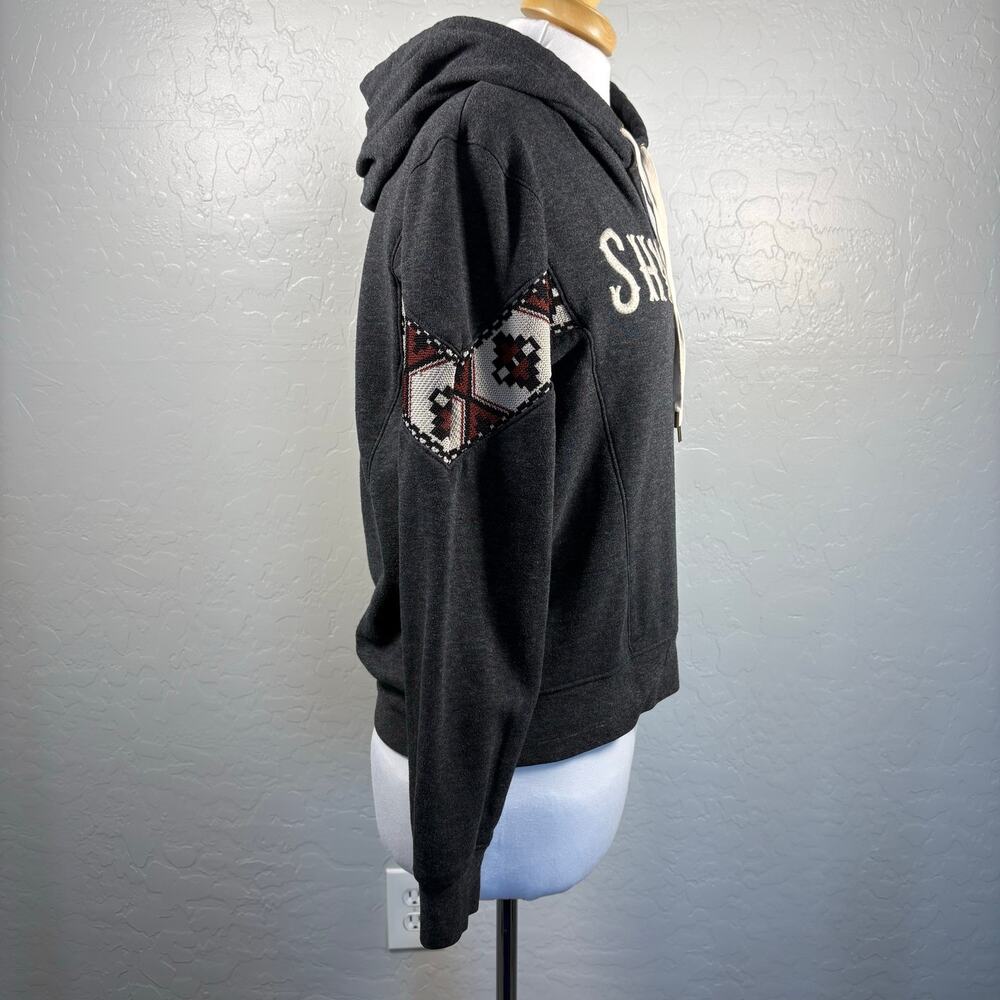 Shyanne Life Western Hoodie Small Gray Aztec Sleeve Pullover Cowgirl Sweatshirt - Picture 2 of 8